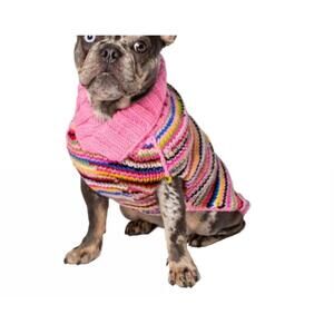 NEW CHILLY DOGS multi colored dog sweater in pink